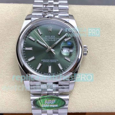 ARF Swiss Clone Rolex Datejust 36mm Green Dial 904L Stainless Steel 3235 Watch 